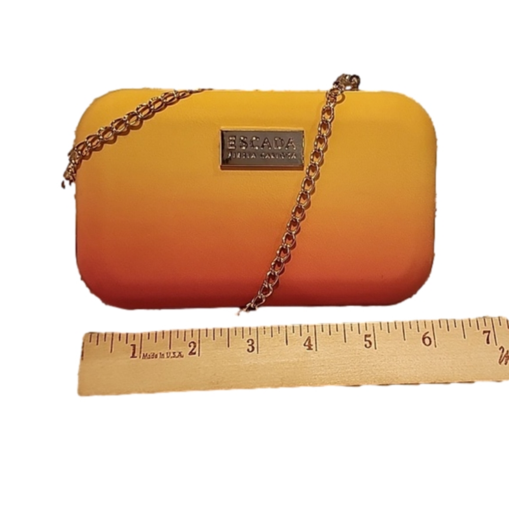 Escada hard shell clutch bag removable chain shoulder strap good condition